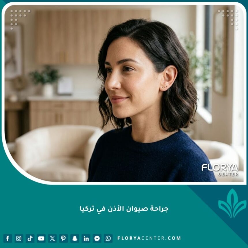 جراحة صيوان الأذن في تركيا 1 امرأة شابة تبتسم بثقة تبرز جمال وجهها بعد إجراء جراحة صيوان الأذن في تركيا للحصول على نتائج طبيعية.
