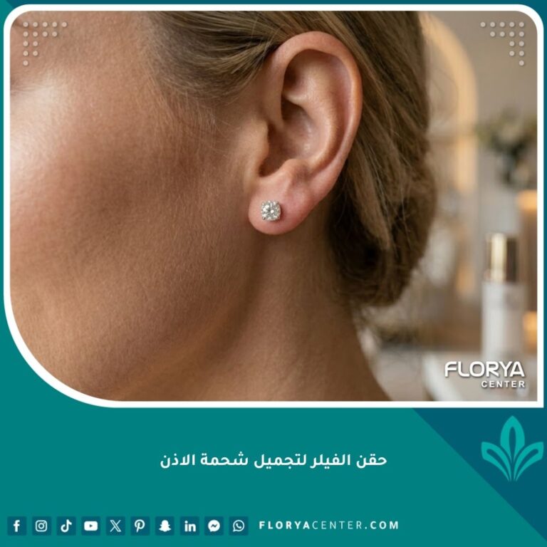 صورة مقربة تبرز جمال وشباب شحمة الأذن بعد حقن الفيلر التجميلي، مع بشرة نضرة ومظهر طبيعي.