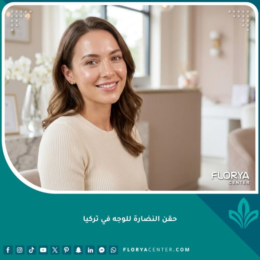 صورة واقعية لامرأة تتمتع ببشرة نضرة ومشرقة للغاية بعد جلسة حقن النضارة للوجه في تركيا.