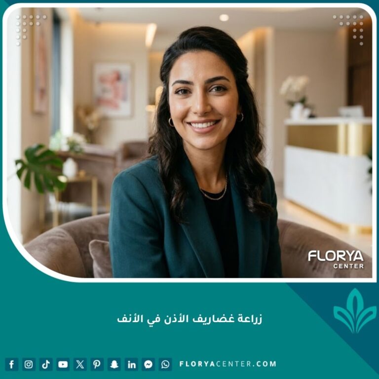 صورة مقربة لامرأة تتمتع بأنف طبيعي ومتناسق بعد نجاح عملية زراعة غضاريف الأذن في الأنف لترميم الدعامة.