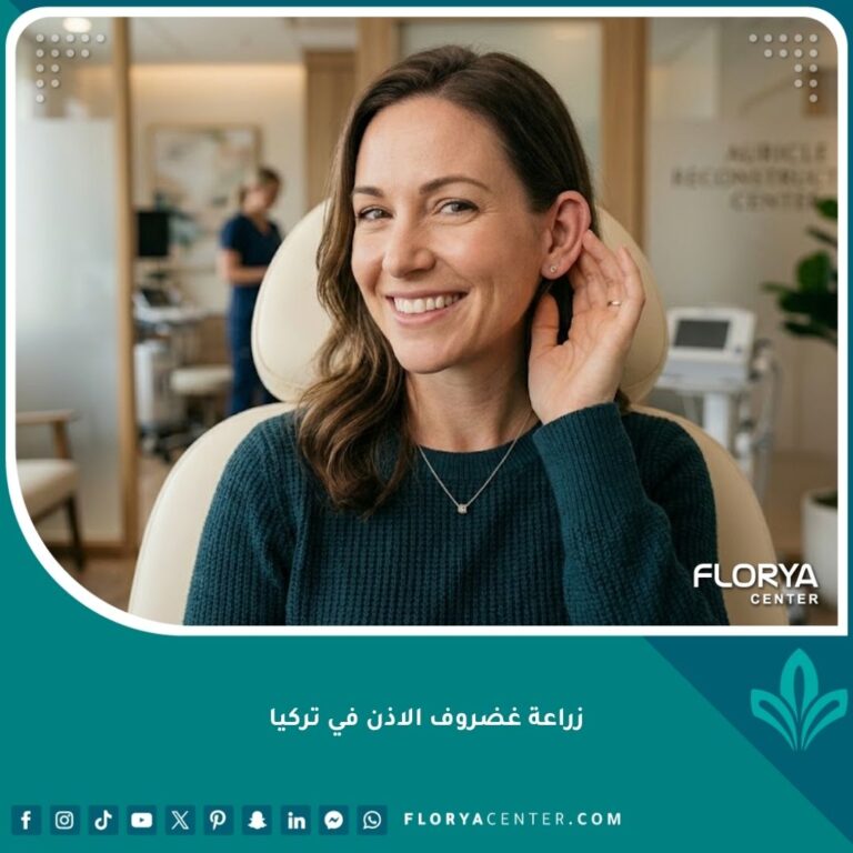 صورة واقعية عالية الدقة لمريض يعبر عن رضاه التام بعد نجاح عملية زراعة غضروف الأذن في تركيا، تبرز المظهر الطبيعي والجذاب للأذن.