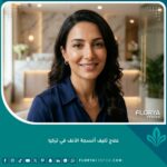 صورة لامرأة تتمتع بأنف طبيعي ومتناسق تعكس نتائج نجاح علاج تليف أنسجة الأنف في تركيا بعد عمليات سابقة.