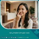 امرأة تتمتع بثقة عالية بعد نجاح عملية تجميل الأنف المفتوحة في تركيا والحصول على نتيجة دقيقة وطبيعية.
