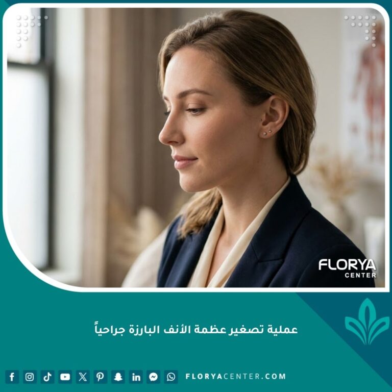 مظهر جانبي مثالي لامرأة بعد الخضوع لعملية تصغير عظمة الأنف البارزة جراحياً والتخلص من الحدبة.