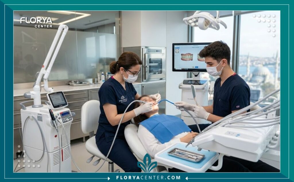 غرفة عمليات وتجميل الأسنان المتطورة لتعديل الابتسامة وتركيب الفينير في تركيا