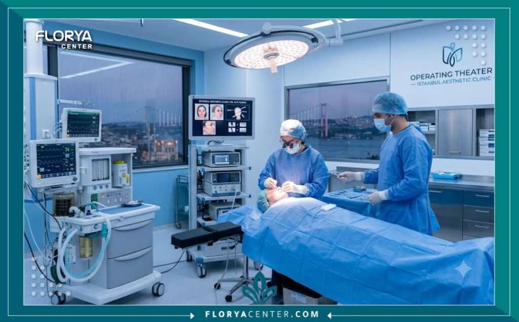 غرف عمليات حديثة ومجهزة بأحدث التقنيات لعمليات تجميل الجفون في مستشفيات تركيا.