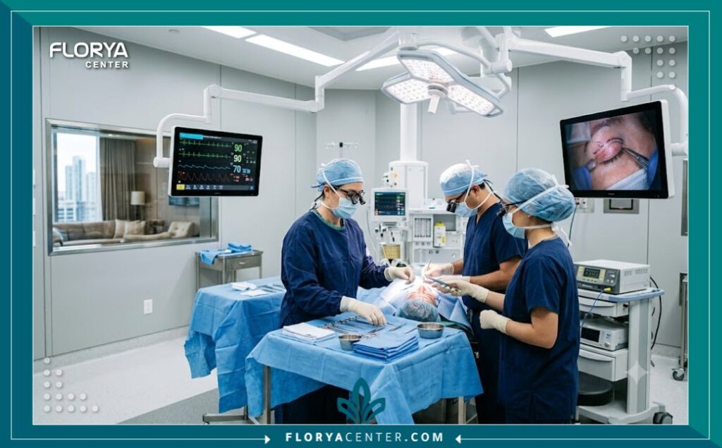 تجميل الجفن الآسيوي في تركيا 4 غرفة عمليات مجهزة بأحدث التقنيات في أفضل مستشفيات التجميل في تركيا لإجراء جراحة العيون.