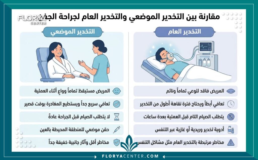 تجميل الجفون بدون تخدير كلي 2 - تجميل الجفون بدون تخدير كلي يخشى الكثيرون مشرط الجراح وغرف العمليات عند التفكير في تجميل الجفون بدون تخدير كلي (Blepharoplasty under Local Anesthesia). نعتمد الطب الحديث لتقليل المخاطر الجراحية. يمثل مركز فلوريا المعيار الذهبي لضمان راحتك وأمانك.