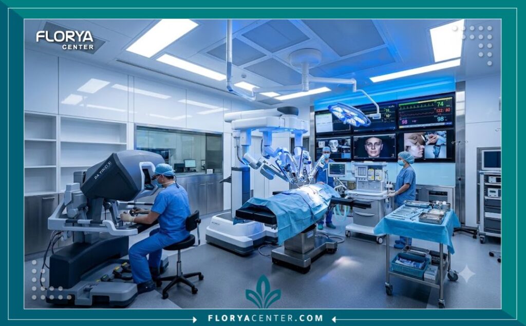 غرفة عمليات حديثة ومجهزة بأحدث التقنيات والأجهزة الطبية داخل أحد أفضل مستشفيات التجميل في تركيا.