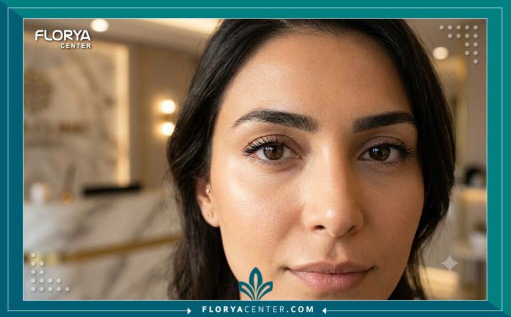 تكلفة إزالة دهون العين في تركيا 5 صورة مقربة تركز على جمال العيون والمنطقة الناعمة أسفل العين لامرأة بعد خضوعها لعملية ناجحة لإزالة انتفاخات الجفن السفلي في تركيا.