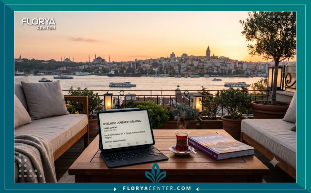إطلالة ساحرة على مضيق البوسفور في إسطنبول ترمز لدمج السياحة العلاجية والاسترخاء مع التخطيط لميزانية عملية شد الجفون في تركيا.