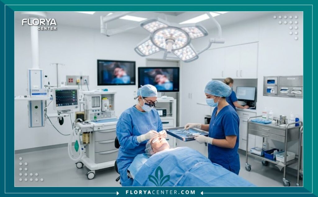 غرفة عمليات وعيادة تجميل حديثة ومجهزة بأعلى التقنيات الطبية لإجراء جراحات شد الجفون السفلية بأمان.