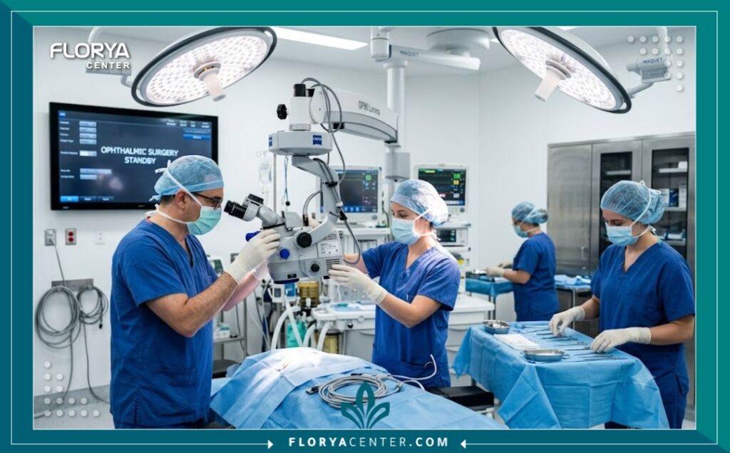 غرفة عمليات حديثة ومجهزة بأفضل التقنيات الطبية المخصصة لجراحات العيون وتصحيح جحوظ العين.
