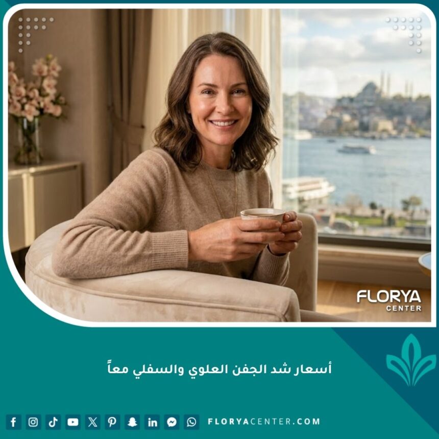 نتيجة عملية شد الجفن العلوي والسفلي معاً تظهر ملامح شابة ومشرقة