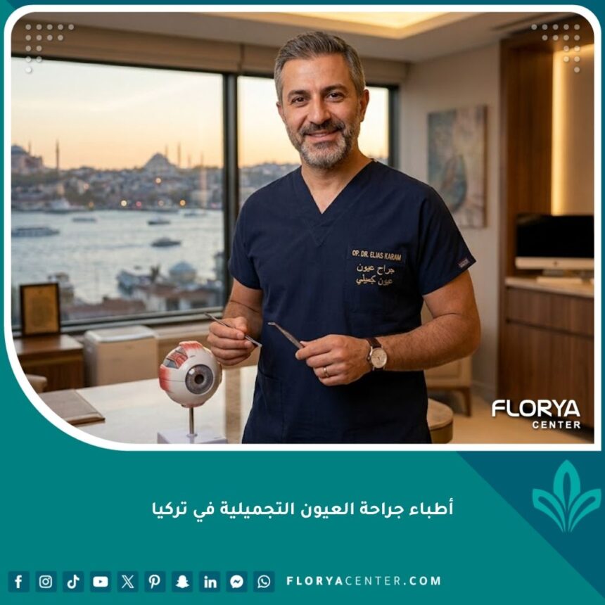 أطباء جراحة العيون التجميلية في تركيا 1 أفضل طبيب جراحة عيون تجميلية في تركيا يقف في عيادته المطلة على البوسفور في اسطنبول.