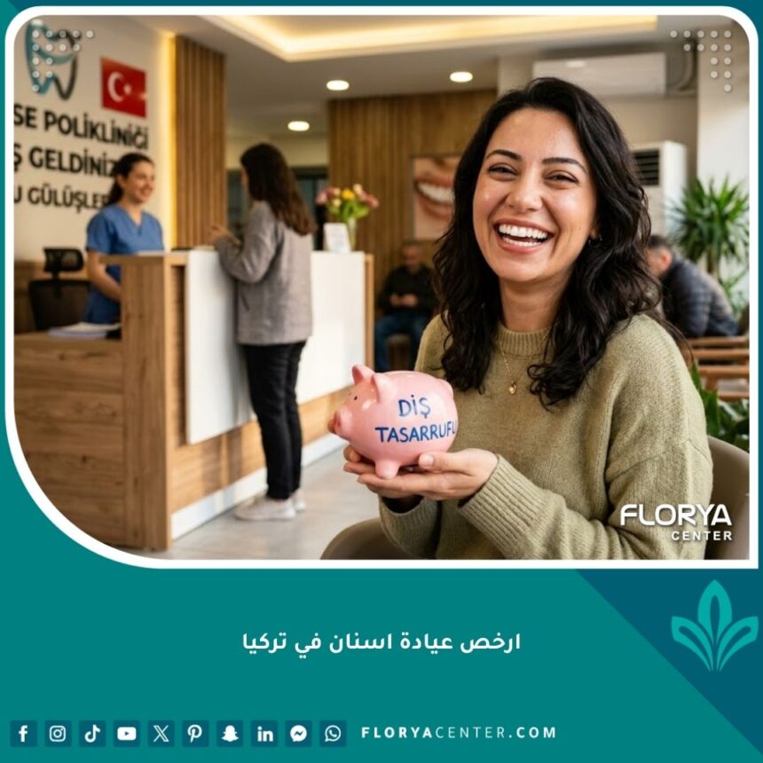 ارخص عيادة اسنان في تركيا 1 مريض سعيد يبتسم وهو يمسك حصالة نقود داخل ارخص عيادة اسنان في تركيا للتوفير المادي