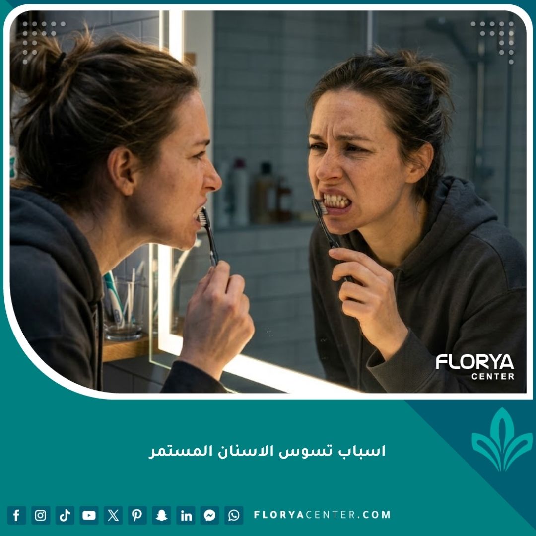 شخص محبط ينظر في المرآة بحثاً عن أسباب تسوس الأسنان المستمر رغم العناية بها.