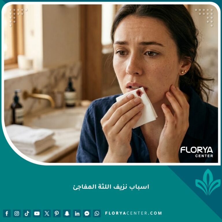 صورة واقعية لشخص يعاني من نزيف اللثة المفاجئ أثناء العناية اليومية بالأسنان.