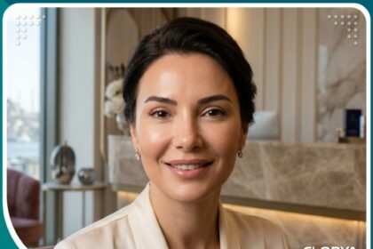 امرأة شابة بعيون جذابة وجفون مشدودة بعد نجاح عملية تجميل الجفون في اسطنبول.