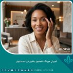 امرأة سعيدة تلمس منطقة حول العينين بعد تجربتها الناجحة مع شد الجفون بالليزر في إسطنبول للحصول على مظهر شاب.