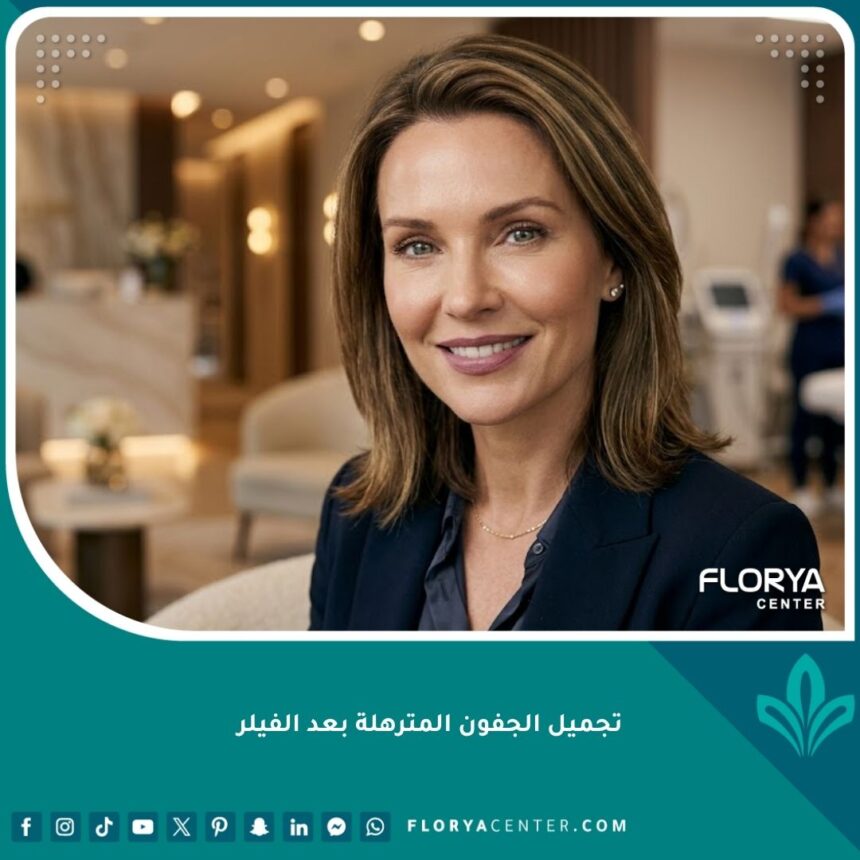 امرأة تتمتع بمظهر عيون شابة وجفون مشدودة بعد نجاح تجميل الجفون المترهلة بعد الفيلر في عيادة تجميل راقية.