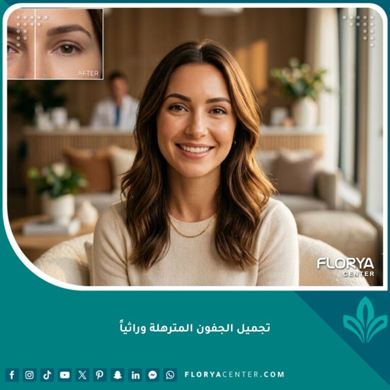 تجميل الجفون المترهلة وراثياً قبل وبعد لامرأة شابة في العشرينات