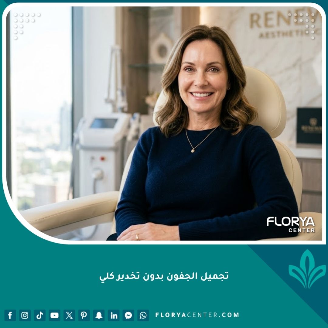 امرأة تتمتع بعيون شابة وجذابة بعد إجراء عملية تجميل الجفون بدون تخدير كلي في عيادة تجميل فخمة.