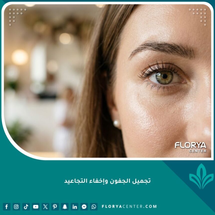 صورة فوتوغرافية عالية الجودة لامرأة ببشرة شابة ونضرة، توضح نتائج تجميل الجفون وإخفاء التجاعيد حول العين.