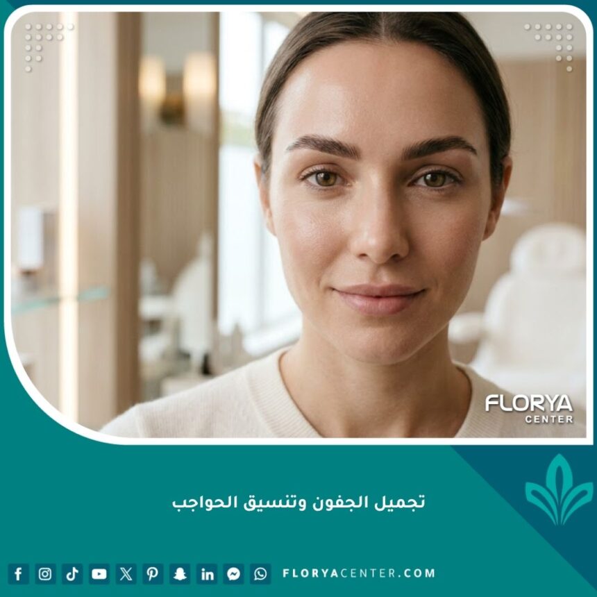 تجميل الجفون وتنسيق الحواجب 1 صورة مقربة تبرز جمال العيون وتناسق الحواجب والجفون كواجهة لعملية تجميل الجفون المثالية.