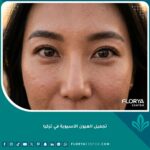 صورة سينمائية لامرأة آسيوية بعيون محددة وجميلة تطل على البوسفور بعد عملية تجميل الجفن المزدوج في تركيا.