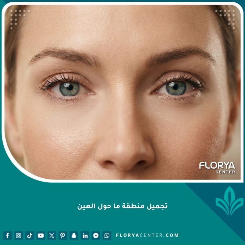 صورة مقربة تظهر النتائج المثالية لعملية تجميل منطقة ما حول العين وتجديد شباب البشرة والتخلص من التجاعيد والهالات السوداء بالكامل.