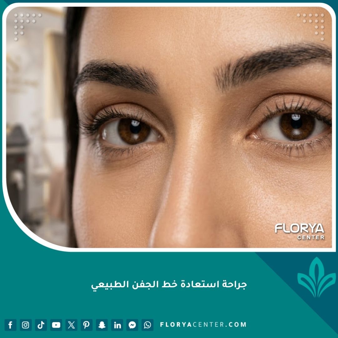 صورة مقربة تظهر نتائج جراحة استعادة خط الجفن الطبيعي وعيون جذابة ومشدودة.