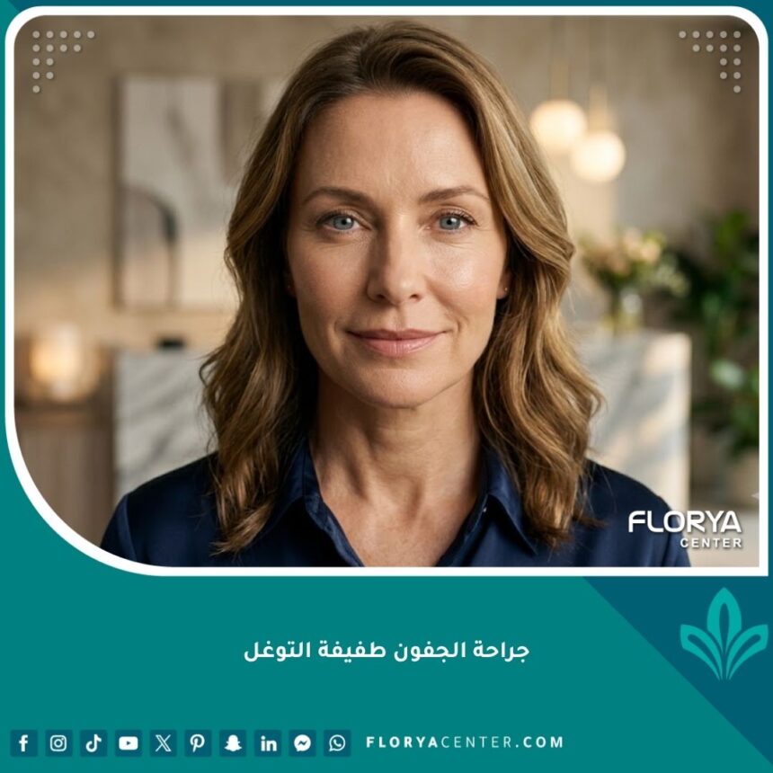 امرأة ذات مظهر طبيعي وشاب بعد عملية جراحة الجفون طفيفة التوغل الناجحة، تبرز العيون المشرقة بدون ندبات ظاهرة.