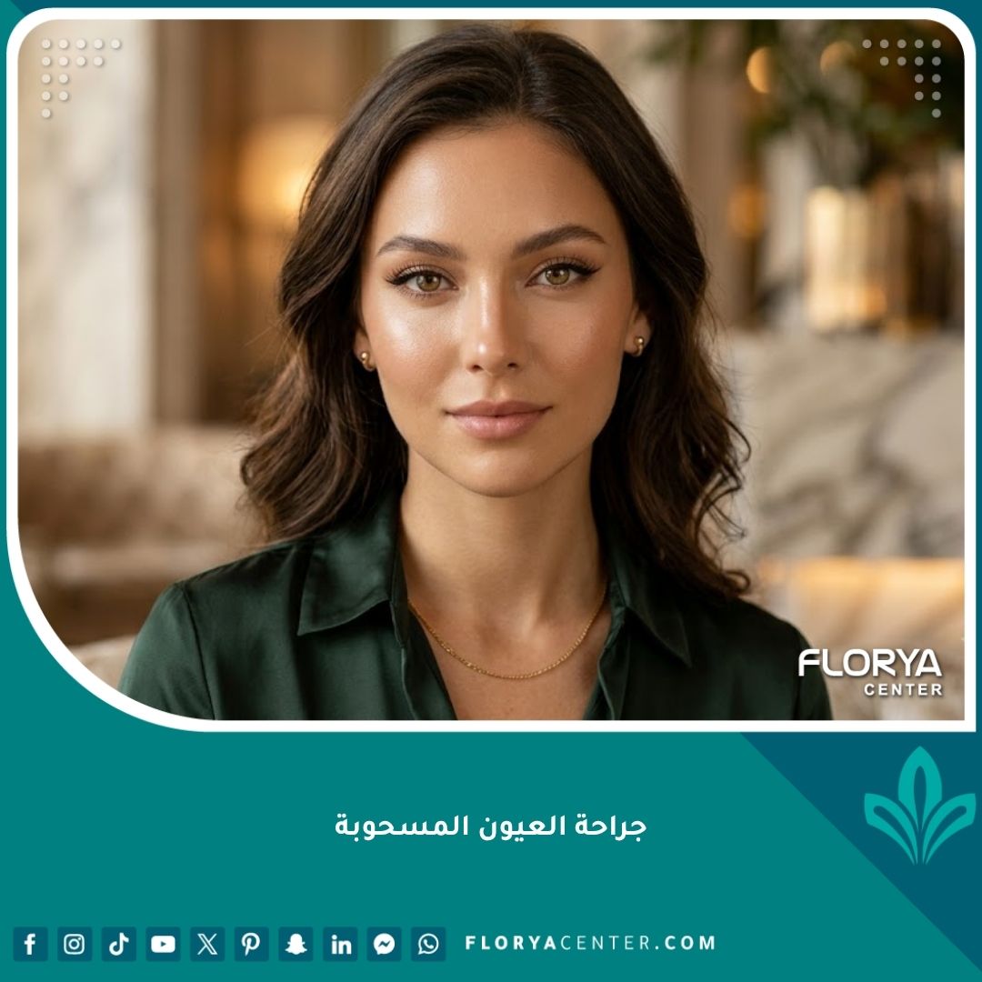 صورة مقربة لوجه امرأة تتمتع بمظهر جراحة العيون المسحوبة الجذابة، تبرز جمال وإشراقة تقنية الفوكسي آيز.