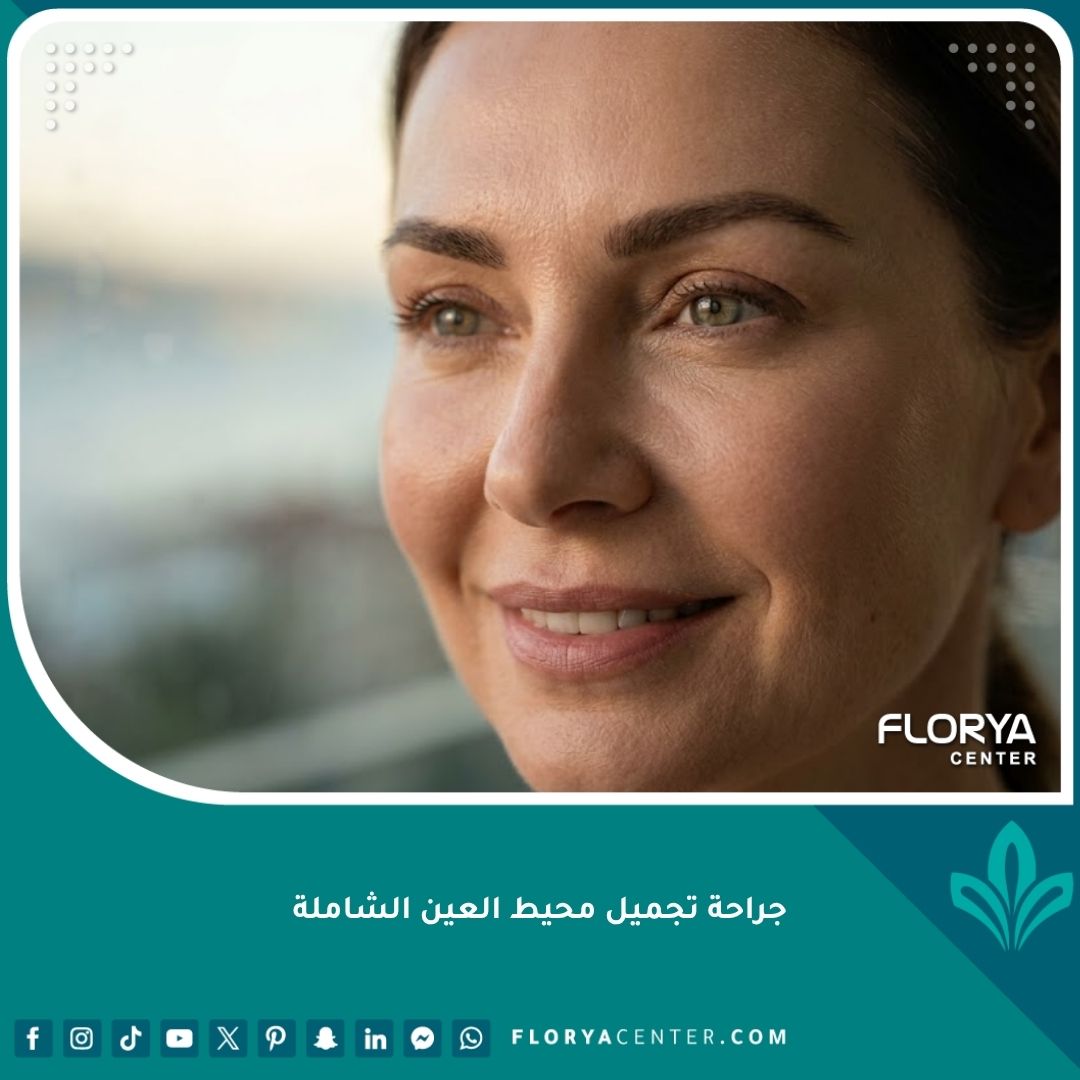 نتيجة جراحة تجميل محيط العين الشاملة، تُظهر سيدة بشهرة جفونها العلوية والسفلية مرفوعة ومحيط عين متجدد، تمثّل إعادة شباب الوجه بالكامل في إسطنبول.