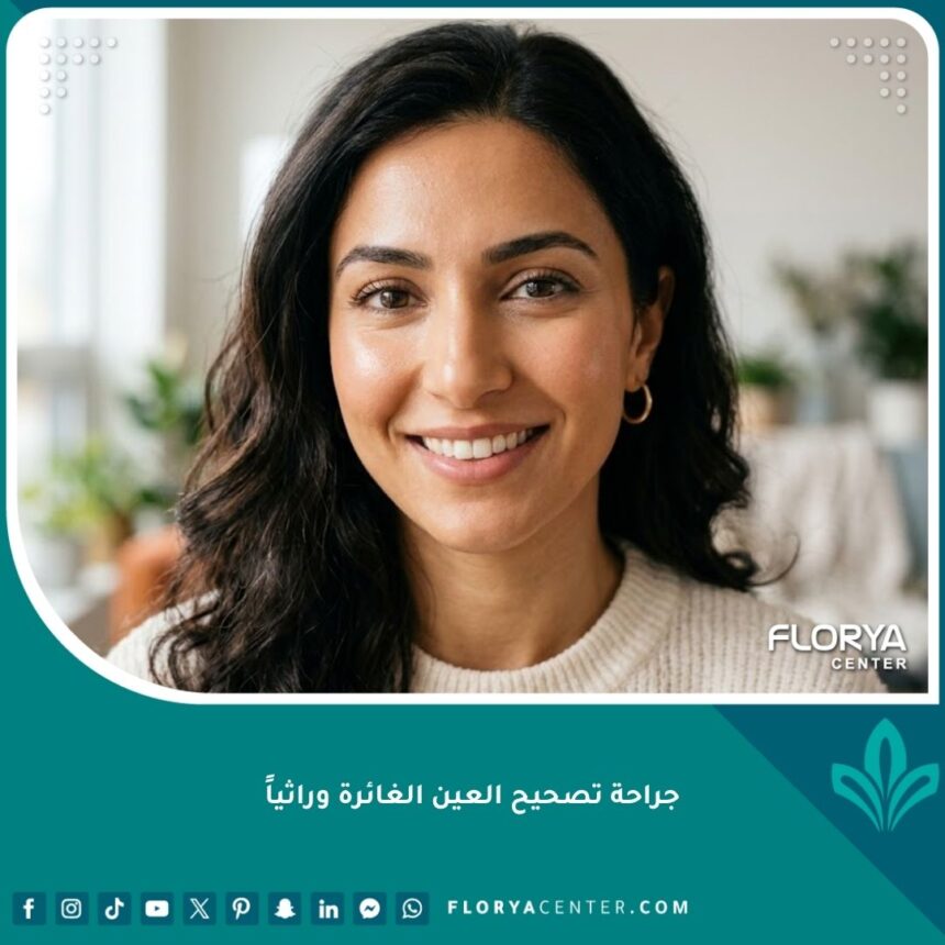 صورة مقربة تبرز نتائج جراحة تصحيح العين الغائرة وراثياً لمظهر مشرق وأكثر شباباً بدون هالات أو تجاويف.