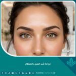 امرأة جميلة تظهر نتائج جراحة شد العين بالمنظار وعيون مرفوعة وشبابية بدون ندبات مرئية.