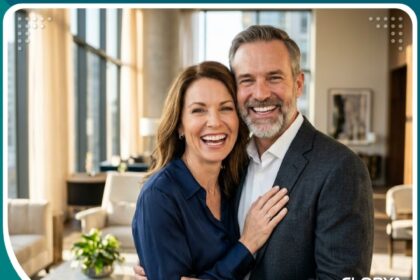 صورة واقعية لرجل وامرأة بابتسامة مشرقة تعكس نجاح زراعة الاسنان All-on-4 في استعادة الثقة.