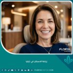 رجل يبتسم بثقة بأسنان طبيعية ومثالية بعد نجاح عملية زراعة الاسنان في تركيا في عيادة فاخرة.