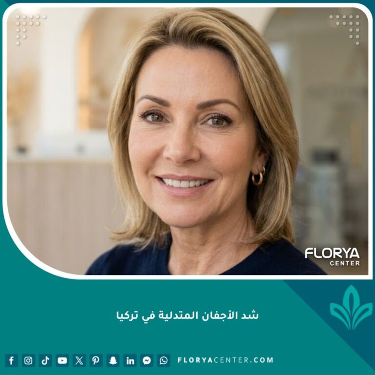 سيدة تتمتع بعيون شابة ومشرقة بعد إجراء عملية شد الأجفان المتدلية في تركيا.