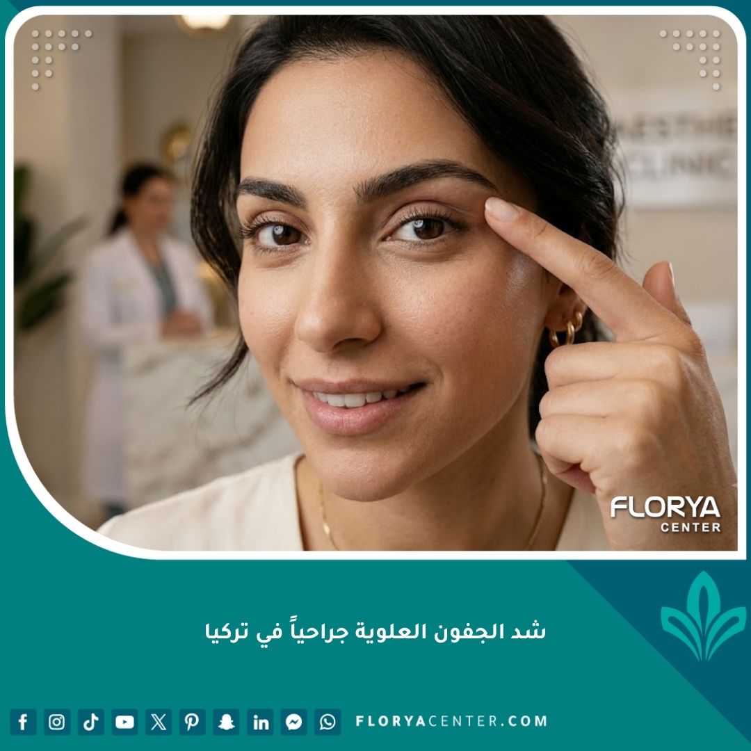 صورة مقربة لوجه امرأة تظهر نتائج عملية شد الجفون العلوية جراحياً في تركيا بعيون شابة ومشدودة.