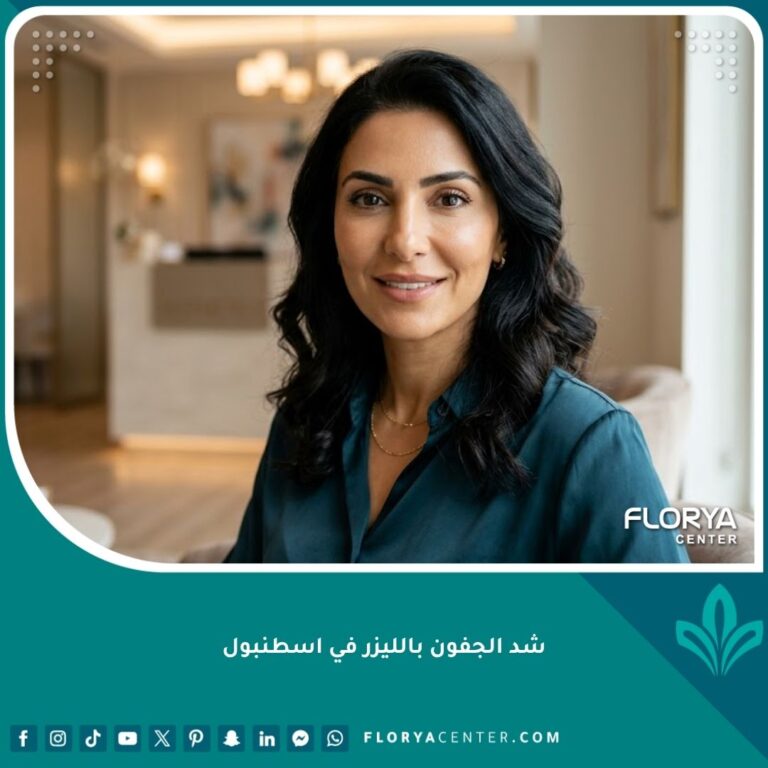 امرأة تتمتع بعيون شابة وجفون مشدودة بعد الخضوع لإجراء شد الجفون بالليزر في عيادة تجميل.