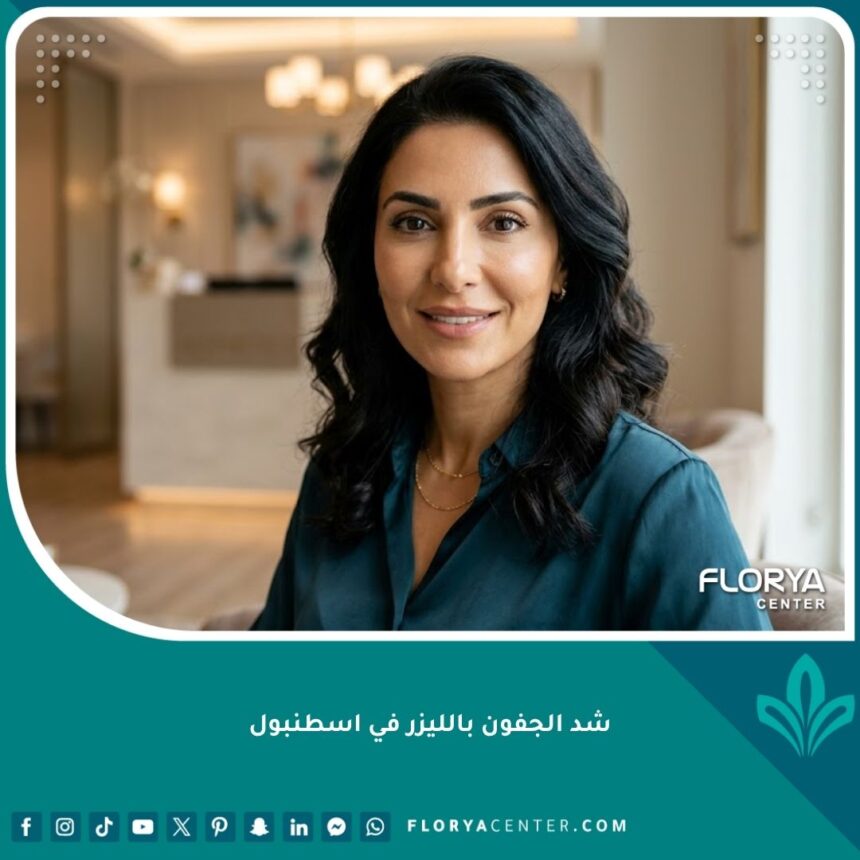 شد الجفون بالليزر في اسطنبول 1 امرأة تتمتع بعيون شابة وجفون مشدودة بعد الخضوع لإجراء شد الجفون بالليزر في عيادة تجميل.