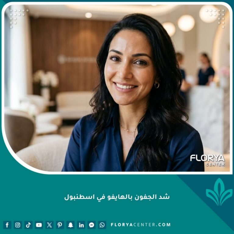 امرأة في الثلاثينات تتمتع بجفون مشدودة وعيون جذابة بعد جلسة شد الجفون بالهايفو في اسطنبول.