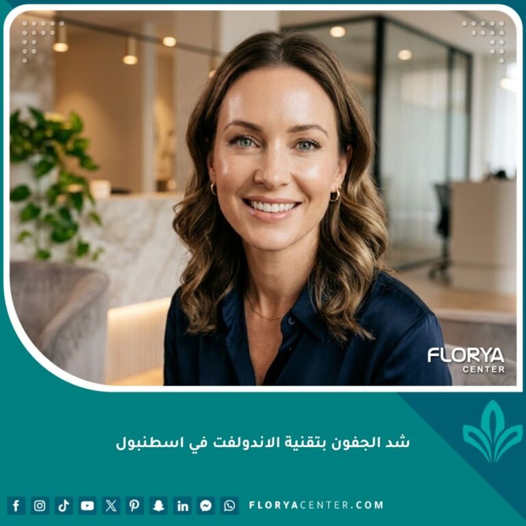امرأة تتمتع بعيون جذابة وشابة بعد شد الجفون بتقنية الاندولفت في اسطنبول، تبرز نتائج الإجراء التجميلي بدون جراحة.