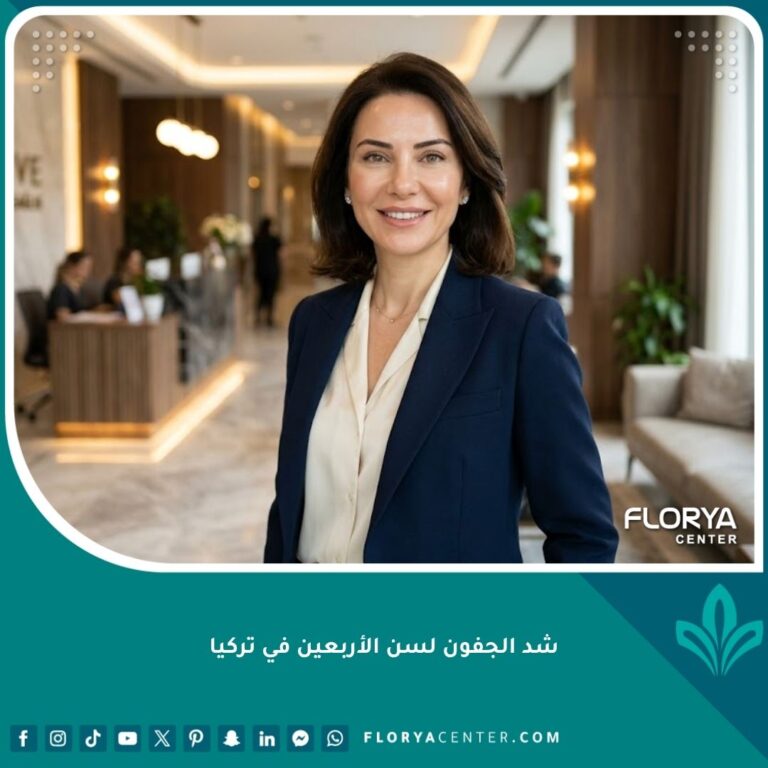 صورة واقعية لامرأة في الأربعين من عمرها تبرز نتائج عملية شد الجفون في تركيا وعلاج الترهل المتوسط.