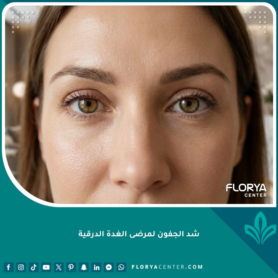 صورة مقربة تظهر جمال وتناسق العيون بعد نجاح عملية شد الجفون لمرضى الغدة الدرقية وعلاج جحوظ العين.