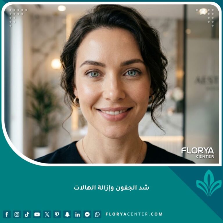 صورة مقربة لامرأة تتمتع بعيون جذابة ونضرة تعكس النتائج المثالية لعملية شد الجفون وإزالة الهالات السوداء.