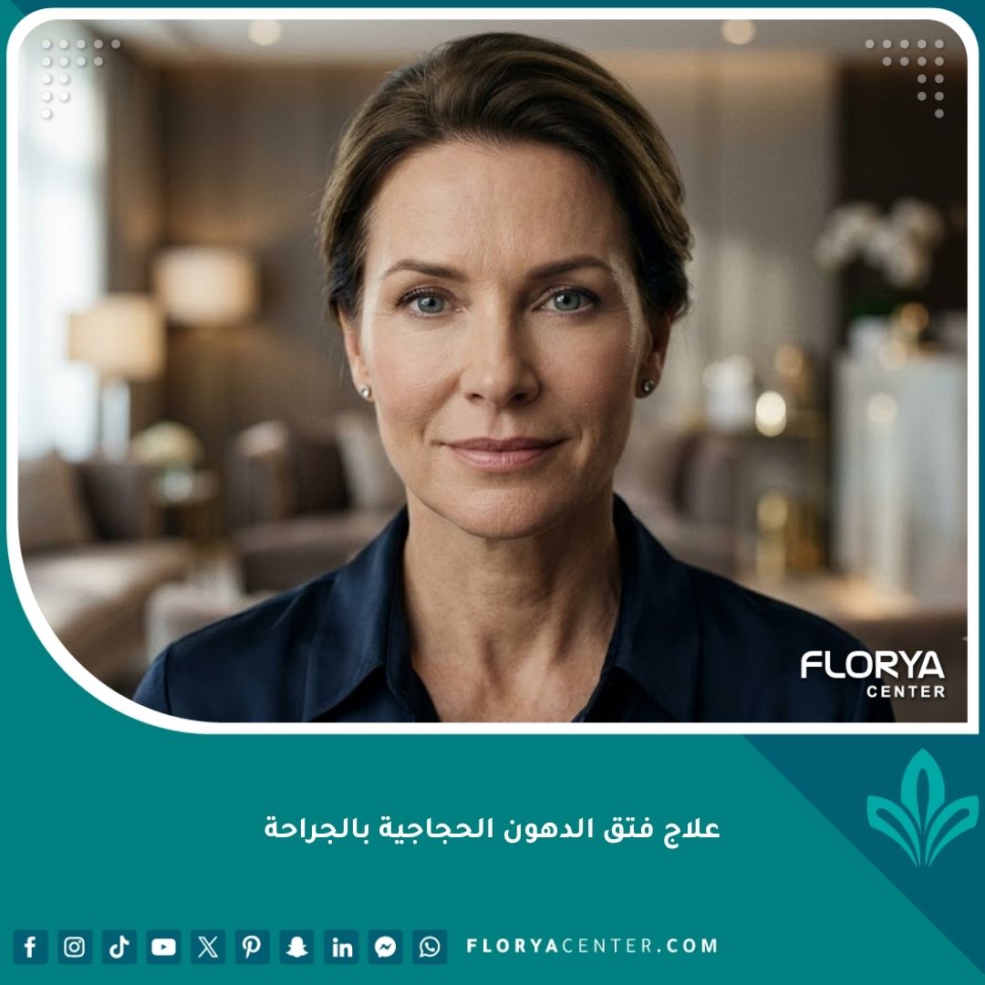 صورة مقربة تظهر نتائج علاج فتق الدهون الحجاجية بالجراحة وعودة النضارة والشباب لمحيط العين.