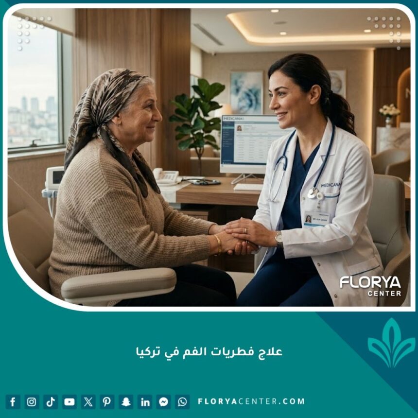 علاج فطريات الفم في تركيا 1 طبيب محترف يفحص مريضاً في عيادة حديثة، يمثل جودة وسرعة علاج فطريات الفم في تركيا.